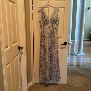 Jenny Yoo, size 4, sage floral, tulle overlay with embroidered floral design.